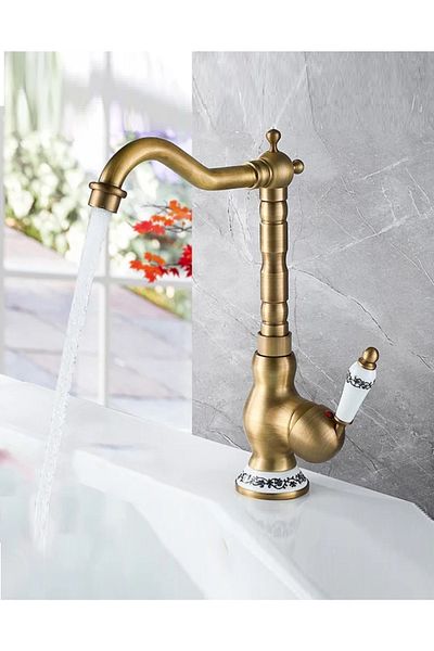 RENA DESIGN Rustic Antique Sink Faucet Kitchen Faucet Antique Ottoman Sink Bowl Faucet Authentic