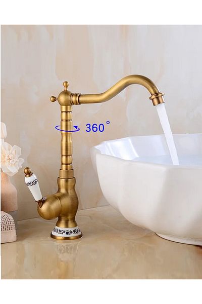 RENA DESIGN Rustic Antique Sink Faucet Kitchen Faucet Antique Ottoman Sink Bowl Faucet Authentic