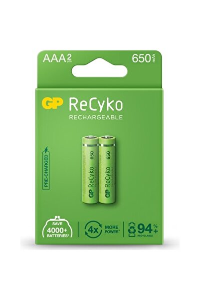 GP REYCKO Gp 2'li Recyko 650 Serisi Nimh Aaa Ince Kalem Boy Şarjlı Pil(gp65aaahcemtr-2gb2)