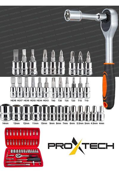 PROXTECH 46 Piece Mini Socket Set Automatic Ratchet 1/4" Wrench Set High Quality Combination Tool Set