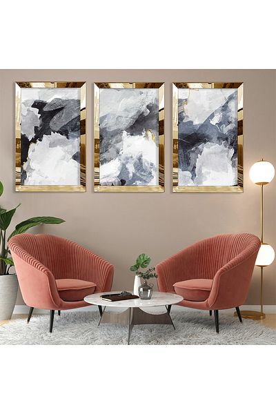 Zevahir Mobilya Dekorasyon Set de pictură din MDF cu model abstract din plexiglas auriu