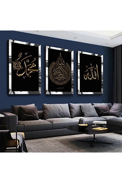 Zevahir Mobilya Dekorasyon Colaj de desen cu cadru din plexiglas cu oglindă argintie Femeie curajoasă poze Set de pictură din MDF triplu argintiu
