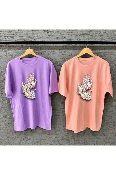 NewCabin New Season Trend Unisex Oversize Βαμβακερό μπλουζάκι με στάμπα με χαλαρή εφαρμογή