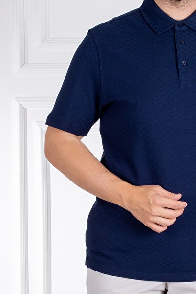 Sarar Μπλουζάκι με γιακά πόλο από 100% βαμβακερή υφή Navy Blue