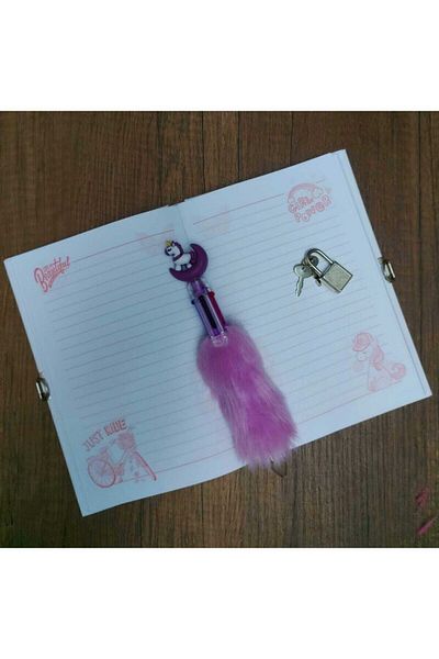 ÇİLEKHOME Çınar Gift Unicorn αναμνηστικό και ημερολόγιο με κλειδαριά + μικρο άδεια Unicorn στυλό