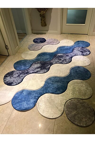 HTC HALI Dijital Baskılı Yıkanabilir Kaymaz Tabanlı Dekoratif Salon Mutfak Ve...