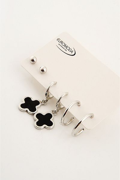 EUROMODA Model Clover Design Enameled Hanging Earrings