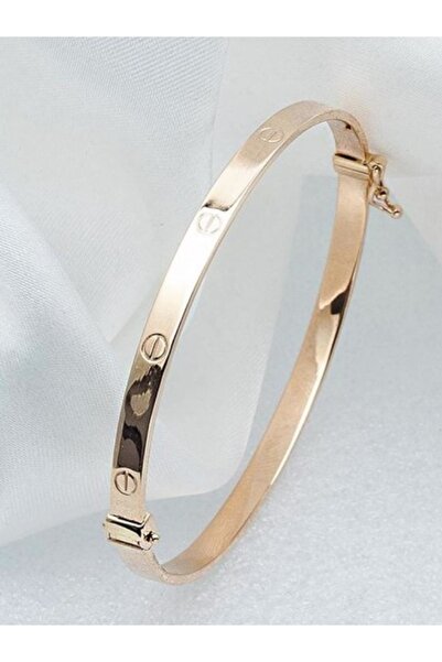 bymissmücevherat 925 Ayar Gümüş Rose Gold Kaplama Kelepçe Bileklik