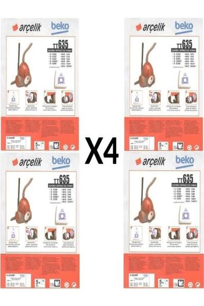 Beko ETİCARETARENA 4 Πακέτα - 20 Σακούλες σκόνης μοντέλου ηλεκτρικής σκούπας Adept Arçelik S 6355 TT635