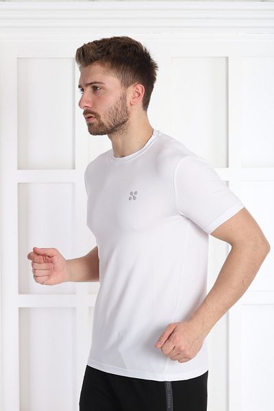 NEED LİFE Men's White Polyester Crew Neck T-Shirt