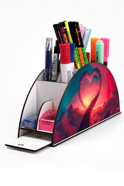 kutuTR Special Occasions Series Rainbow Ruled Desktop Pen Holder Organizer Assembled Boxed