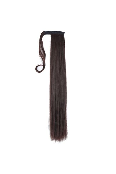 KONAK PERUK Dark Brown Colored Tied Straight Ponytail