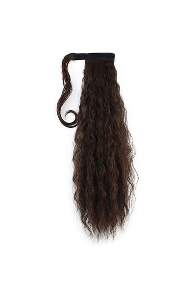 KONAK PERUK Brown Caramel Fluffy Wavy Tie-Up Ponytail