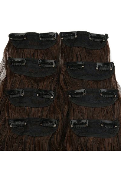 KONAK PERUK 8 Pieces Fiber Synthetic Fluffy Wavy Snap - Brown Caramel