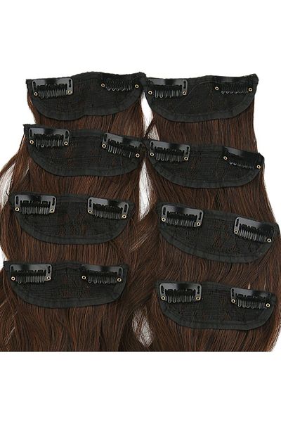 KONAK PERUK 8 Pieces Fiber Synthetic Wavy Snap - Brown Caramel