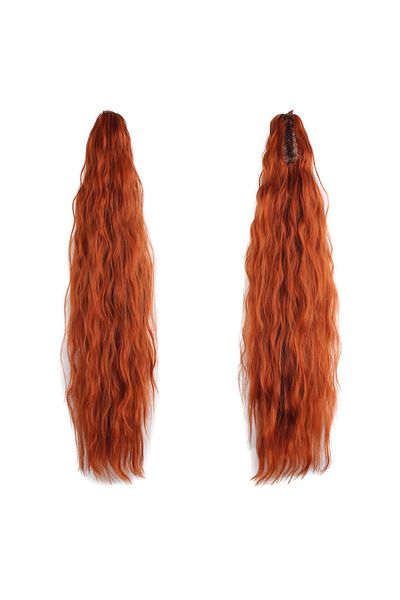 KONAK PERUK Fluffy Wavy Ponytail with Buckle - Copper