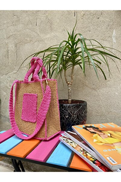 Rabika Hasır Pembe Cepli Çanta
