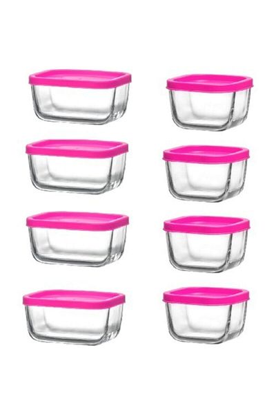 LAV Pink 4 Piece Storage Container Set Feyzade Cube 405cc and 270cc