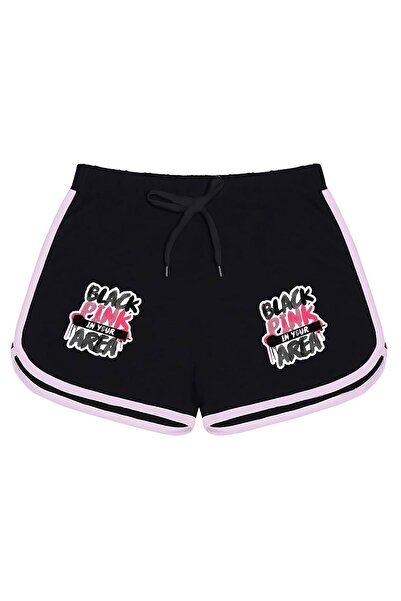 MECH BUTİK Μαύρο σορτς με στάμπα Blackpink Area