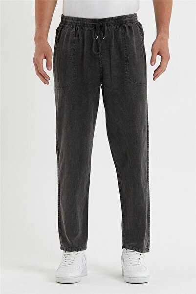 COOL TARZ Erkek Koyu Füme Regular Bağcıklı Keten Pantolon-crepe1479r08s