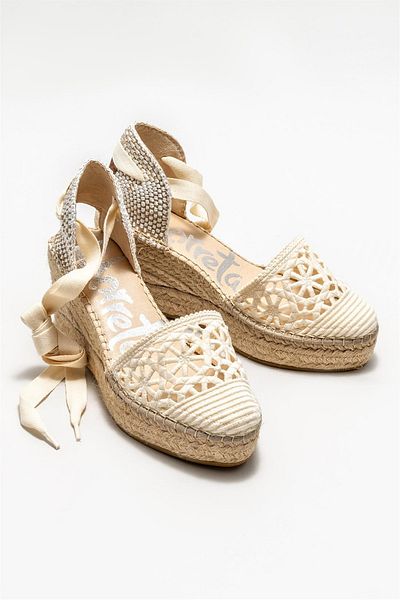 Elle Shoes Ecru Women's Wedge Heel Shoes