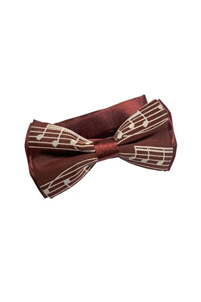 Herşey Nota Claret Red Musical Note Woven Bow Tie