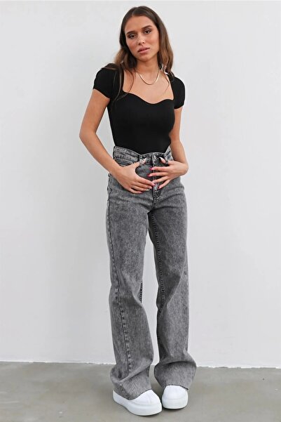 Hello Lovely Blugi de damă Logan Palazzo Lycra cu picioare largi Blugi largi ...