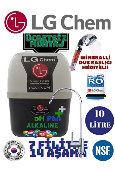 LG Chem Platınum Montaj Dahil 10 Litrelik 7 Filtre 14 Aşamalı Su Arıtma Cihazı Duş Başlığı Hediyeli.