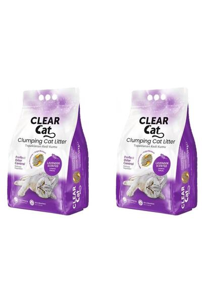 Clear Cat Clearcat Lavanta Kokulu Bentonite Doğal Topaklaşan Kedi Kumu 10 Lt X 2 Adet