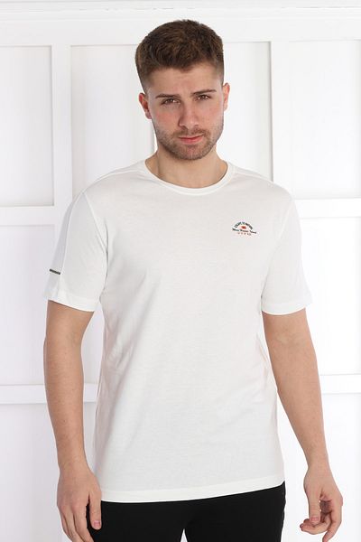 NEED LİFE Men's Ecru Need Printed Crew Neck T-Shirt