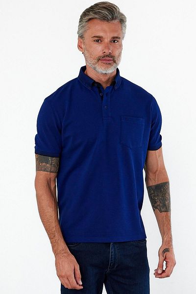 ENQUE Ανδρικό μπλουζάκι Basic Polo με κοντό μανίκι με τσέπη Plain Saks