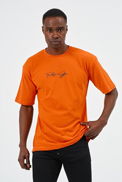 blausee wear Πορτοκαλί μπλουζάκια oversized ζευγαριών