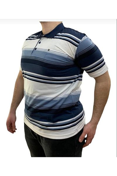 FATELLA MEN'S FATHER POCKET POLO NECK PATTERNED STRIPED COMFORTABLE FIT T-SHIRT