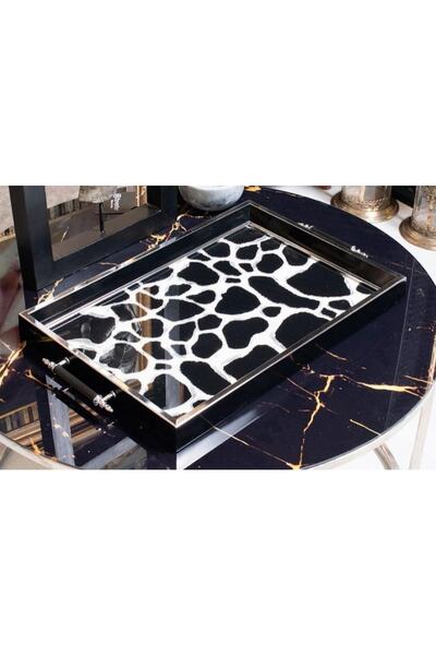 TabloLife Decorative Luxury Presentation Tray Black and White Patterned