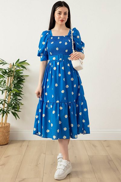PULLIMM Φόρεμα Daisy Printed Elastic Square Collar 2023-2269