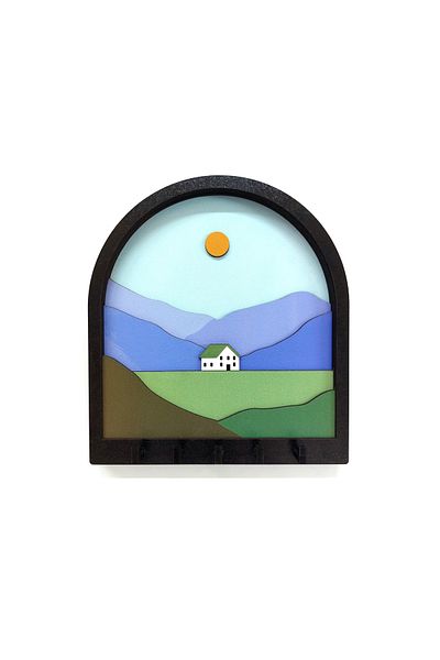 CajuArt 3d Embossing - Wooden Colored Mountain Oval Home Hanger Keychain