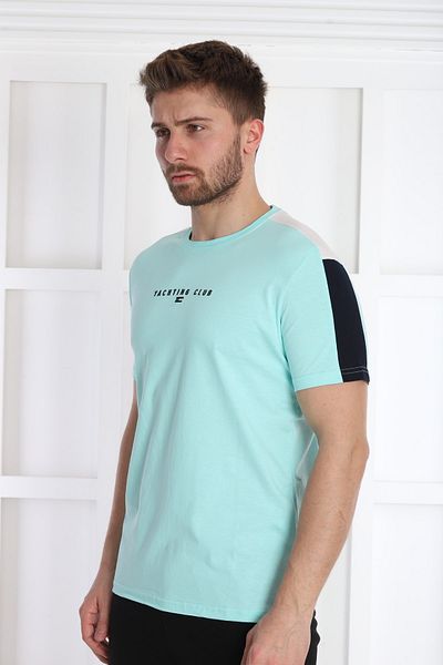 NEED LİFE Men's Light Mint Crew Neck T-Shirt