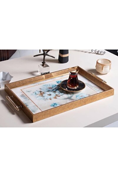 TabloLife Decorative Presentation Tray Blue Flowers