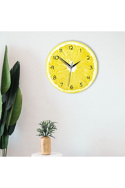CajuArt Decorative Wooden Lemon Inside Live Round Kitchen Wall Clock