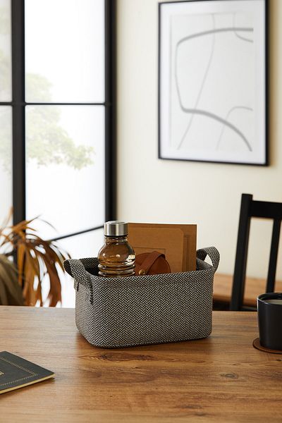 Ocean Home Textile 24X17X12 cm Anthracite Textured under Cabinet Laundry Toy Organizer - Folding Storage Basket Organizer