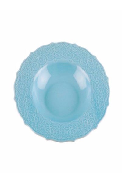 KANCAEV Lace Collection Soup Plate, 22cm. Blue Sold as a Set of 2.