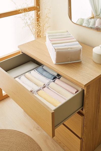 Ocean Home Textile Συρτάρι ντουλαπιών 3 τεμαχίων 7 διαμερισμάτων Τύπος ακορντεόν Πτυσσόμενος οργανωτής οργάνωσης ρούχων