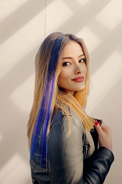 Barly Yan Çıt Çıt Postiş / Lacivert Renk Siyah Ombre/ 50 Cm