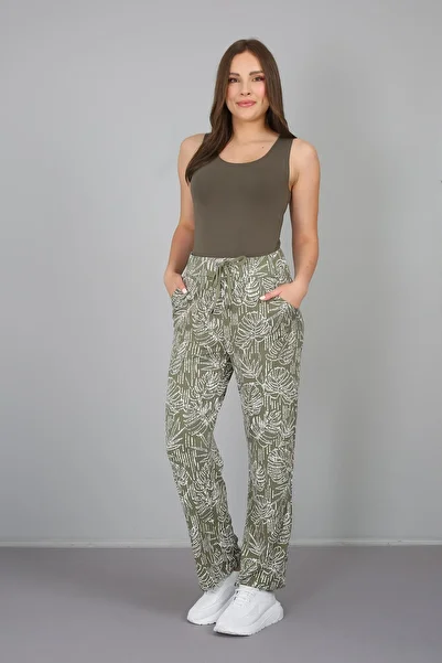 Banadamoda Women's Palm Tree Patterned Viscose Sports Trousers