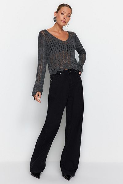 Trendyol Collection Anthracite Openwork/Hole Knitwear Sweater TWOSS20KZ0030