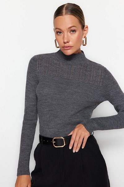 Trendyol Collection Anthracite Openwork/Hole Knitwear Sweater TWOAW21KZ0934