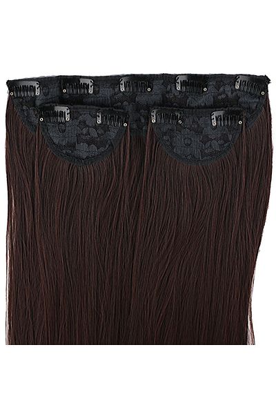 KONAK PERUK Dark Brown Fiber Synthetic Flat Half Moon + 2 Side Snaps