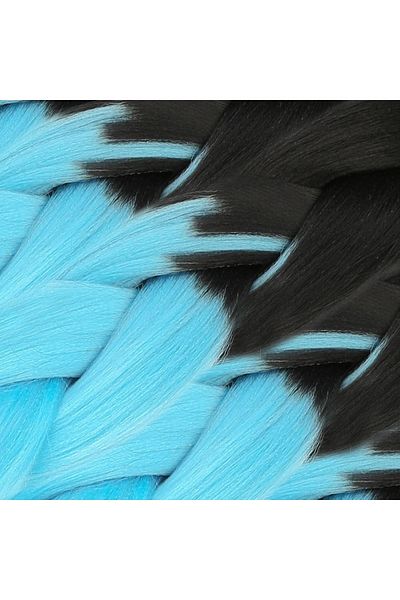 KONAK PERUK African Braiding Synthetic Ombreli Hair 100 Gr- Black / Light Blue
