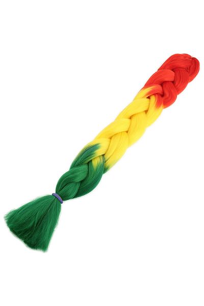KONAK PERUK Synthetic Ombreli Hair for African Braid and Rasta - Orange / Yellow / Green