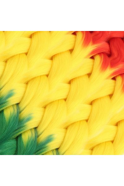 KONAK PERUK Synthetic Ombreli Hair for African Braid and Rasta - Orange / Yellow / Green